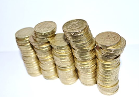 Pound Coins stacked