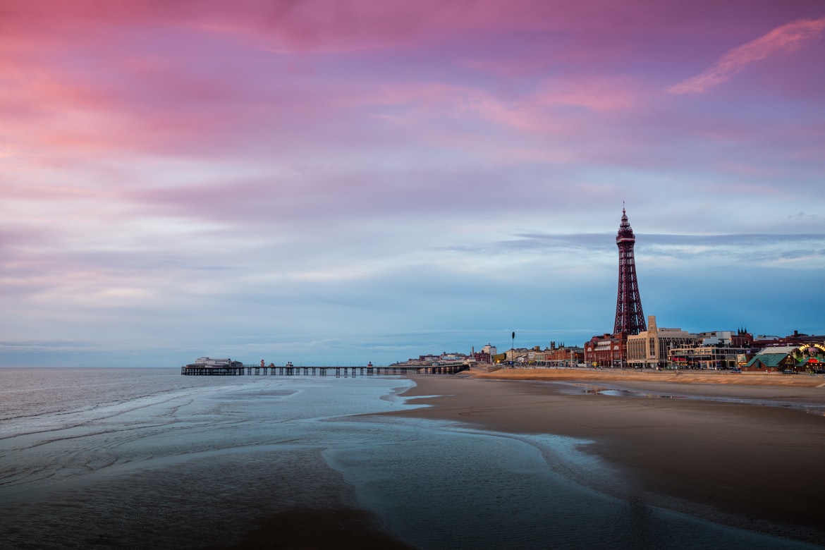 Blackpool Tower and the North Pier