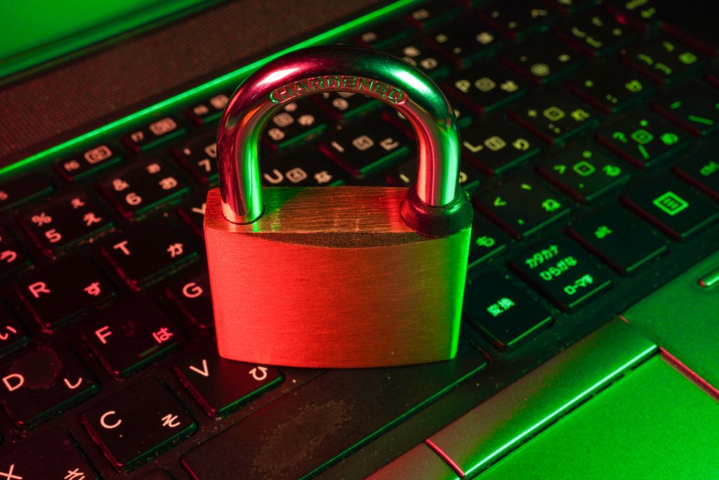 Padlock on computer keyboard